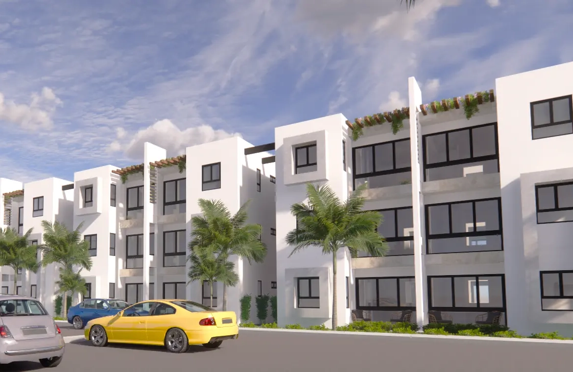 Punta Cana, apartamento de tres habitaciones en venta con vistas al parking
