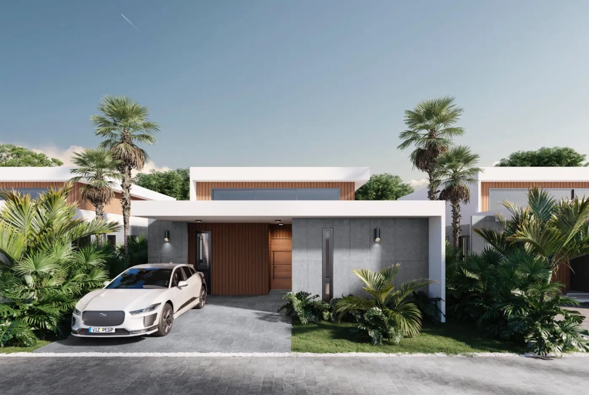 Punta Cana, Villa de tres dormitorios en venta con campo de golf y playa privada.