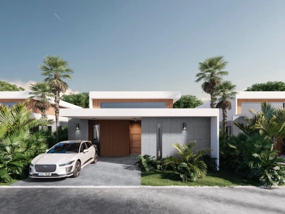 Punta Cana, Villa de tres dormitorios en venta con campo de golf y playa privada.