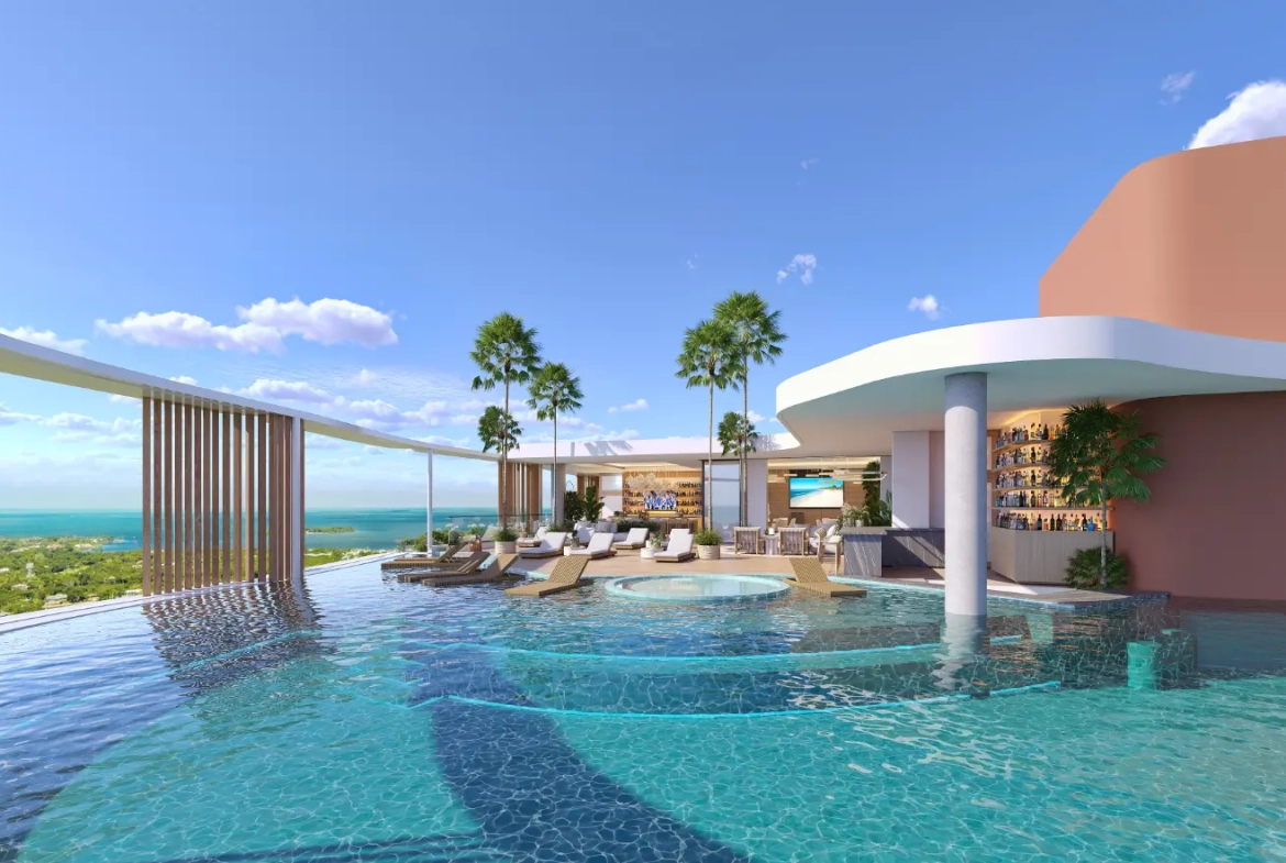 Appartement-terrasse d’une chambre à vendre à Palm Beach Residences, Las Iguanas, Cap Cana.