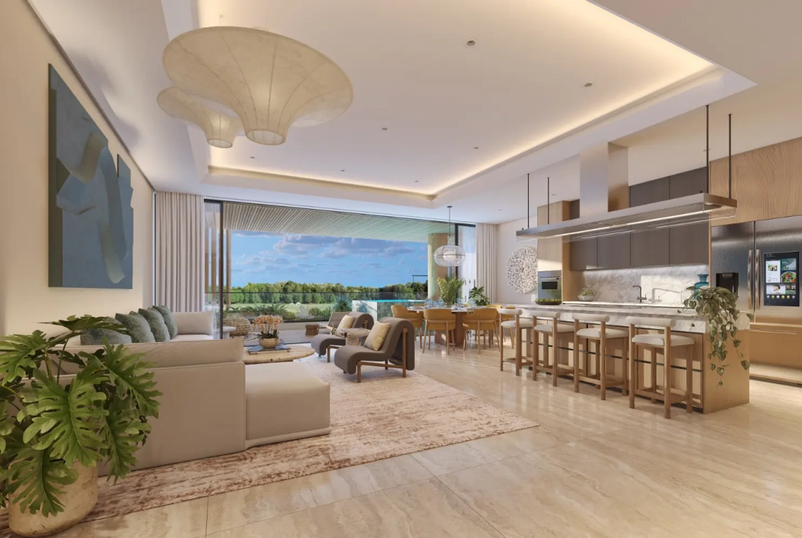 Palm Beach Residences, appartement de trois chambres à vendre à Cap Cana avec terrasse