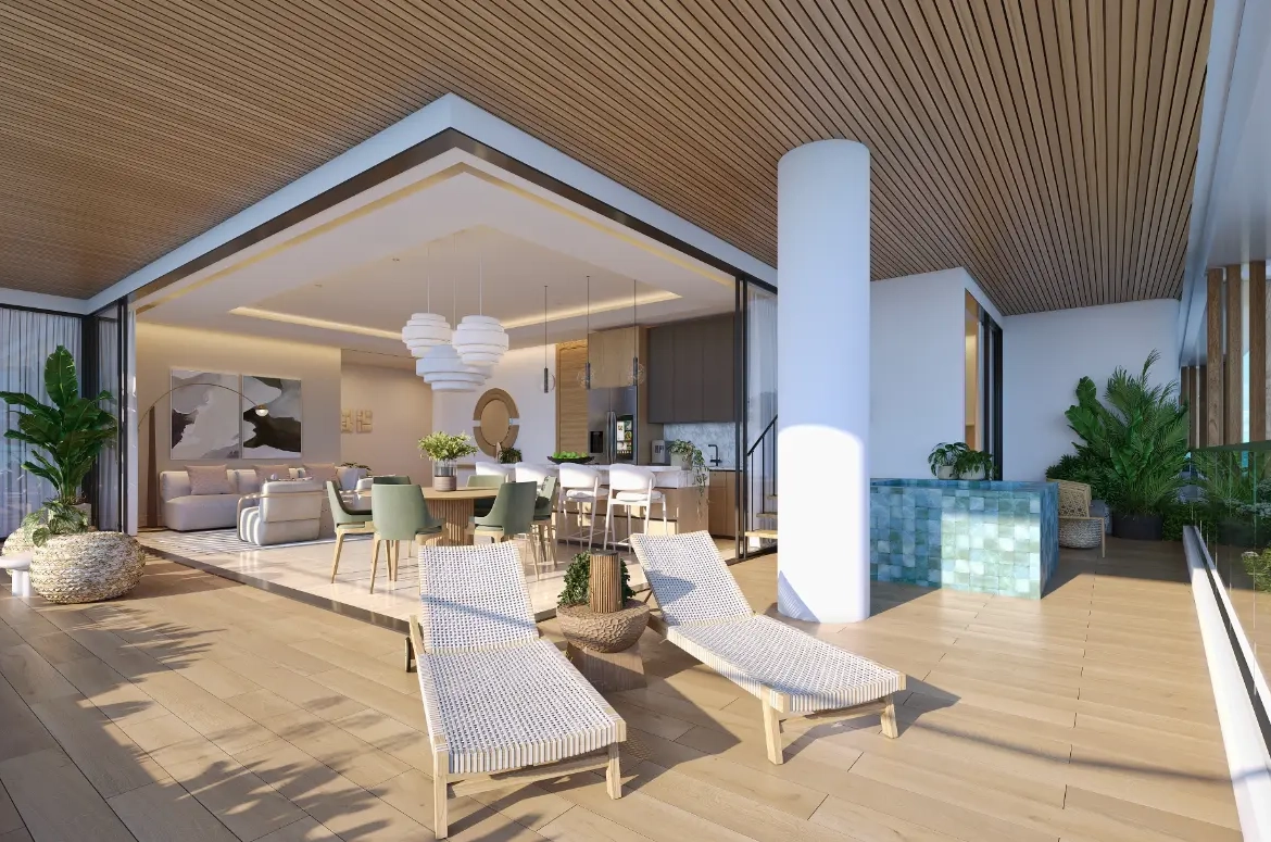 Palm Beach Residences, appartement de trois chambres à vendre à Cap Cana avec terrasse