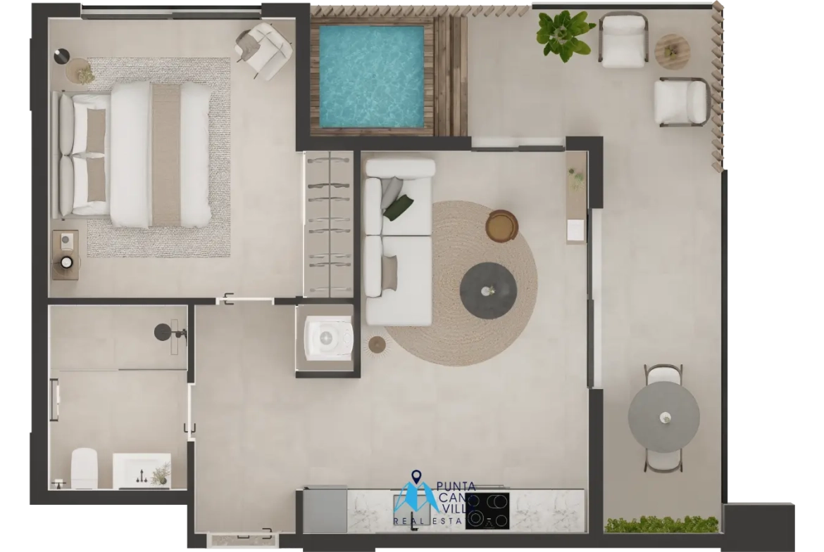 Oasis Bay, Apartamento De Un Dormitorio En Venta En Cana Bay, Punta Cana