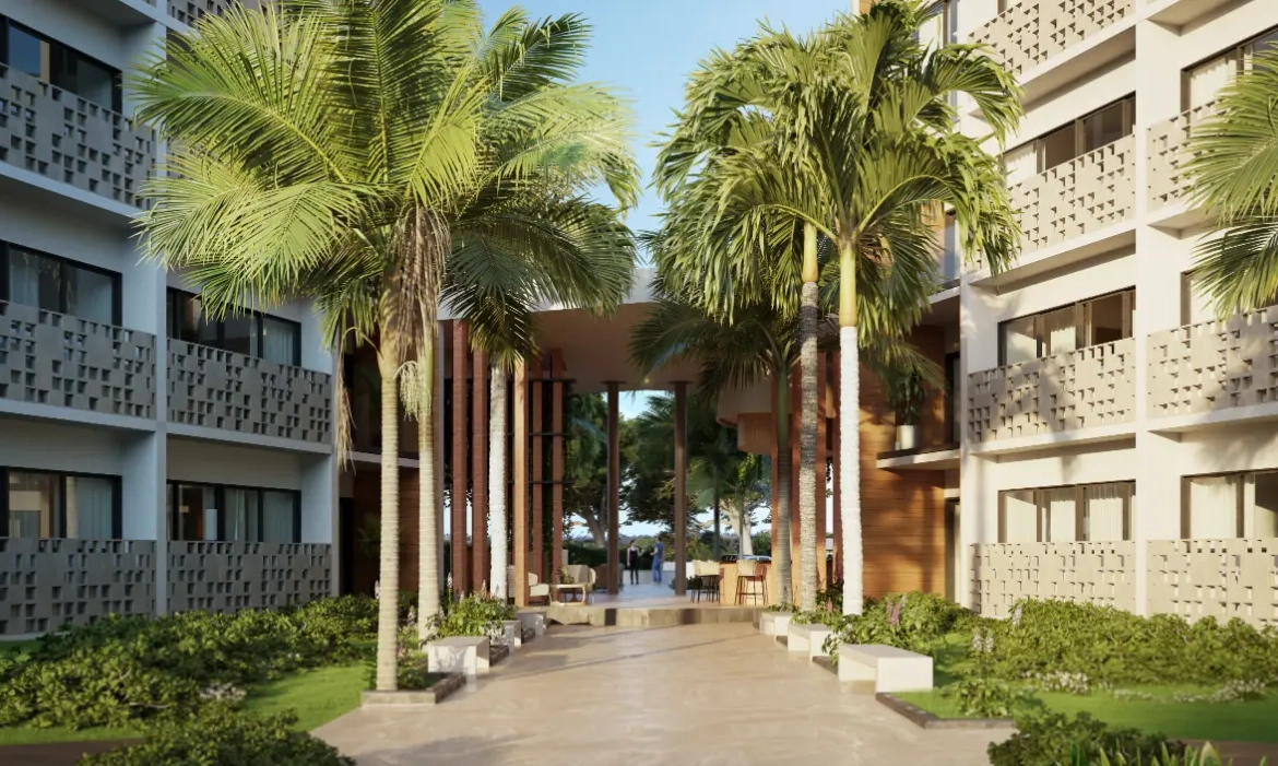 Mystiq Wave, appartement de deux chambres à vendre à White Sands, Punta Cana avec vue sur la piscine