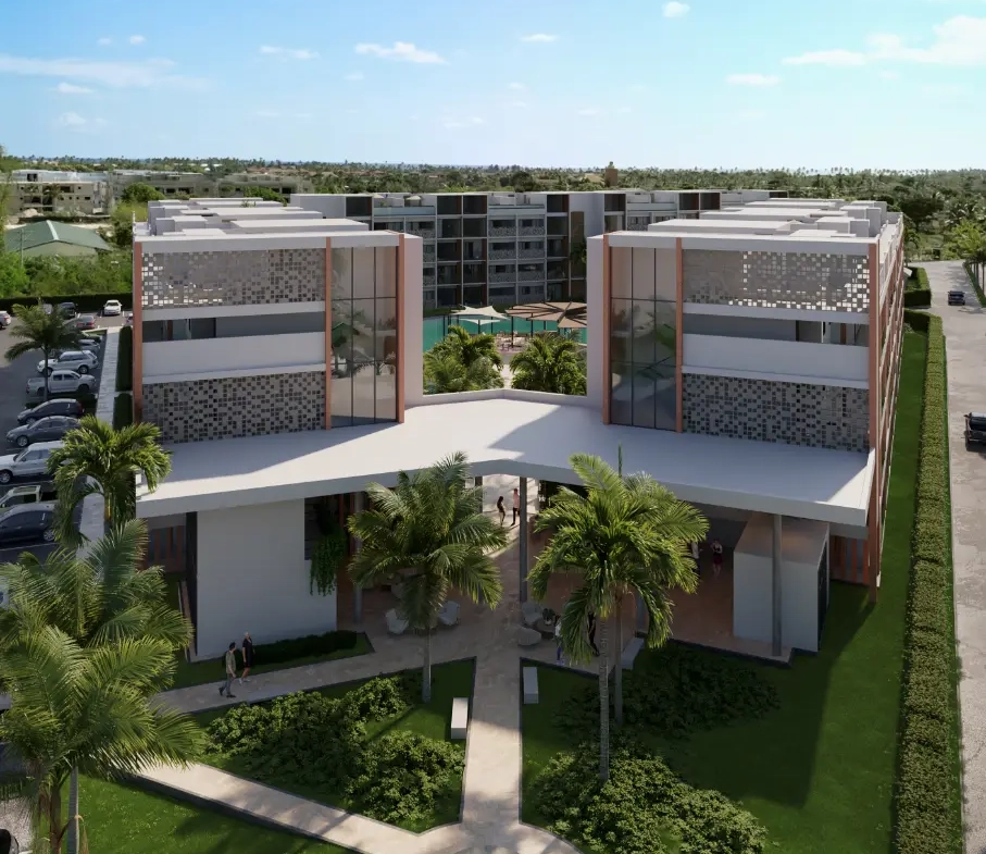 Mystiq Wave, appartement de deux chambres à vendre à White Sands, Punta Cana avec vue sur la piscine