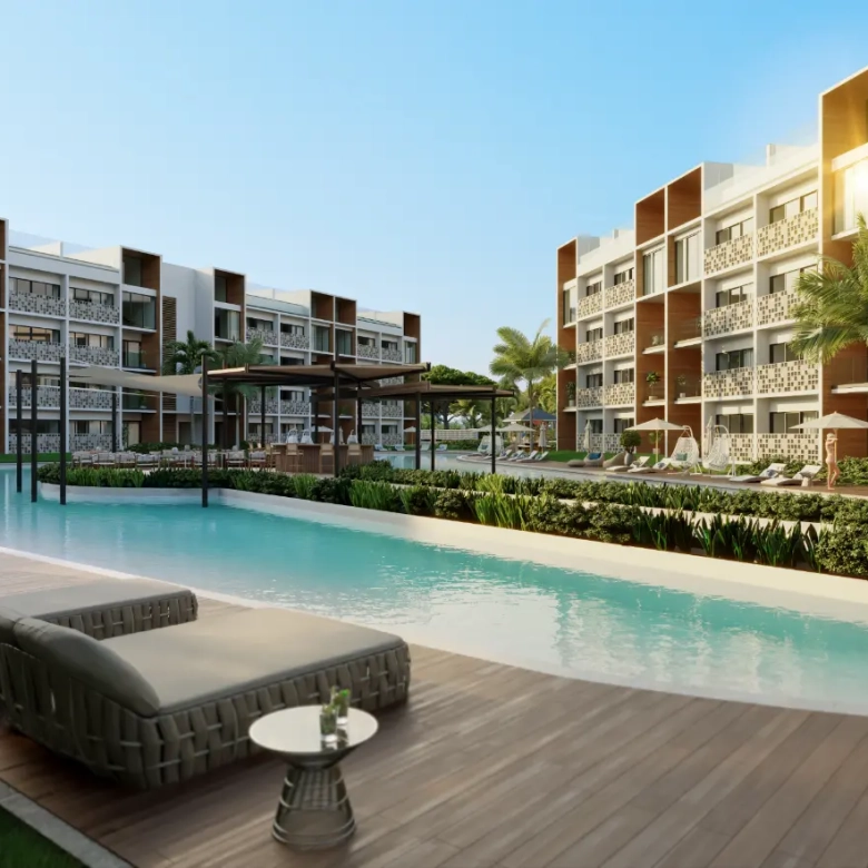 ID , Mystiq Wave, condo de deux chambres à vendre à White Sands, Punta Cana avec vue sur la piscine ()