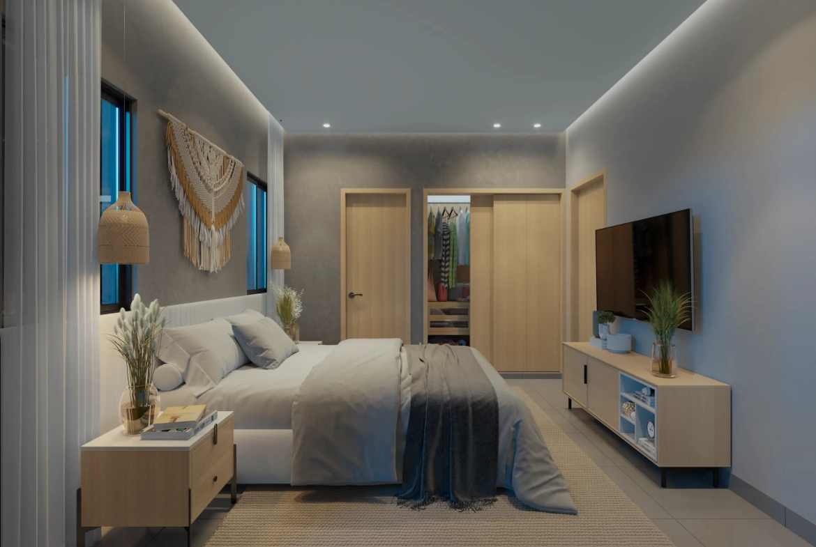 Mystiq Bay, Appartement-terrasse d’une chambre à vendre à White Sands, Punta Cana avec vue sur le terrain de golf