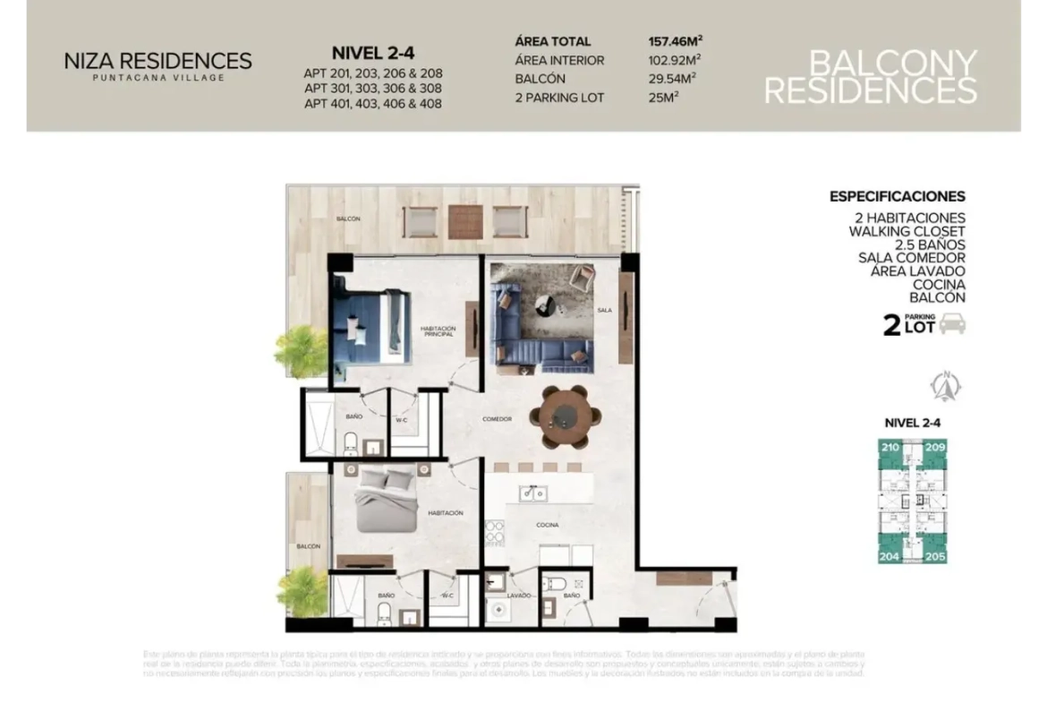 Résidences Niza, condo de deux chambres à vendre à Punta Cana Village