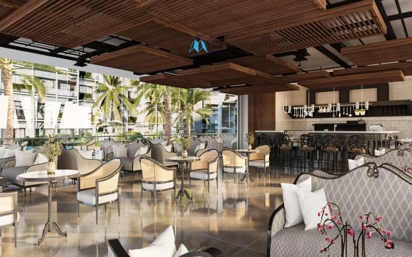 Oasis de palmeras, Apartamento de dos habitaciones en venta en Bávaro con acceso directo a la piscina