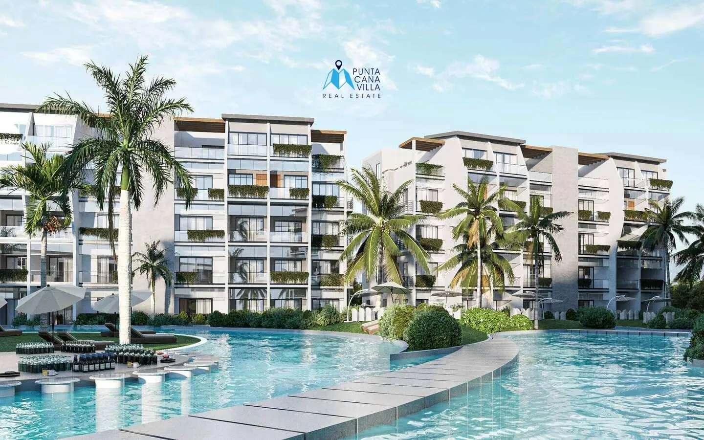 Oasis de palmeras, Apartamento de dos habitaciones en venta en Bávaro con acceso directo a la piscina