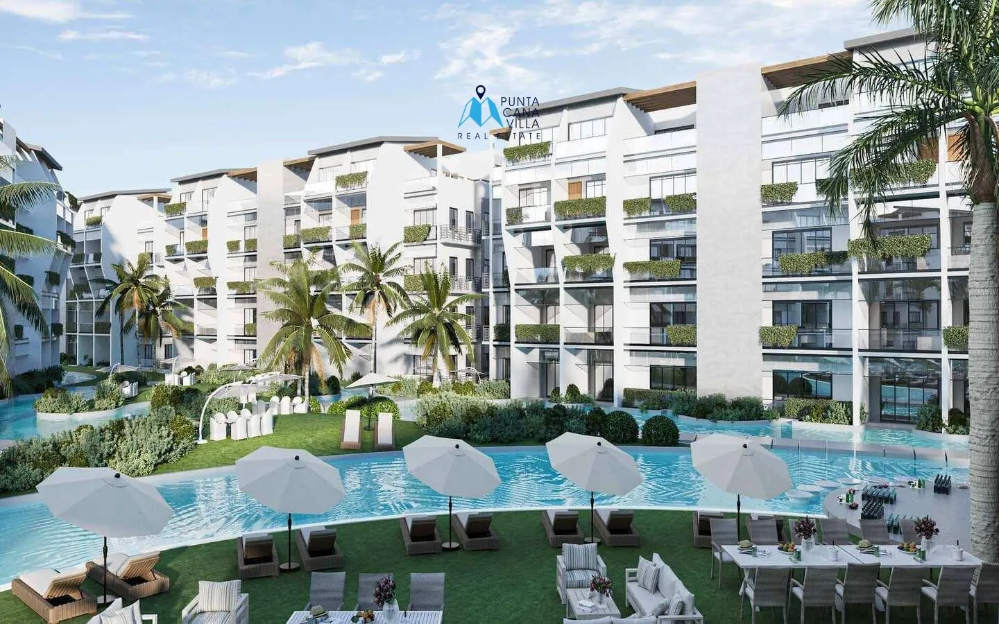 Oasis de palmeras, Apartamento de dos habitaciones en venta en Bávaro con acceso directo a la piscina