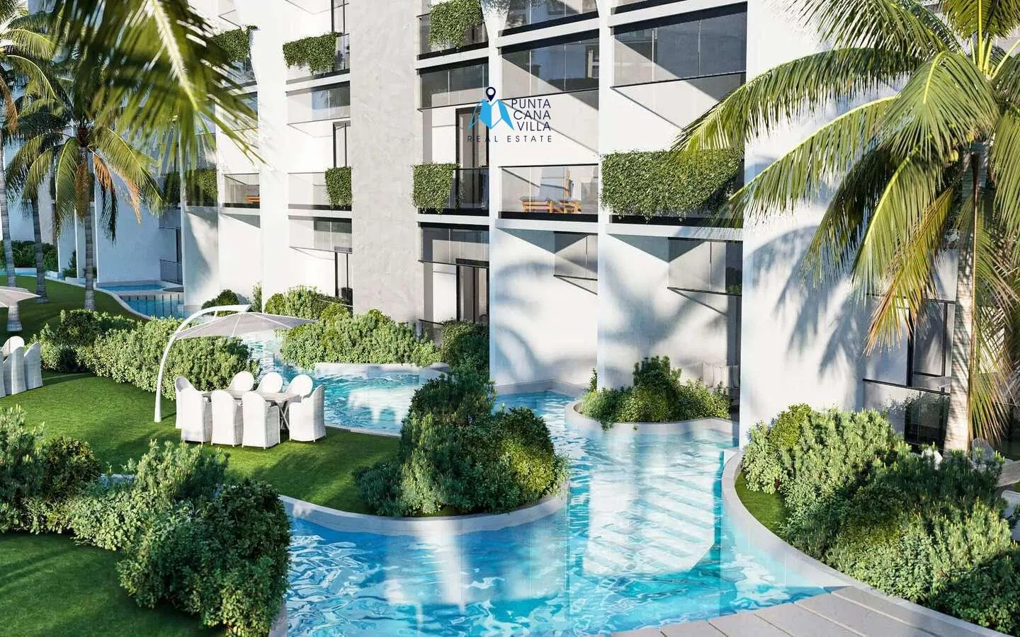Oasis de palmeras, Apartamento de dos habitaciones en venta en Bávaro con acceso directo a la piscina