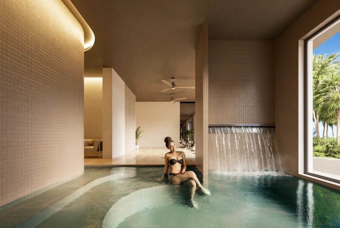 Las Iguanas : Appartement-terrasse d’une chambre à vendre à Crystal Garden, Cap Cana avec vue sur la piscine