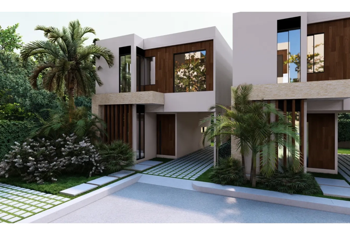 Cascais, villa de trois chambres à vendre dans le centre de Punta Cana avec patio