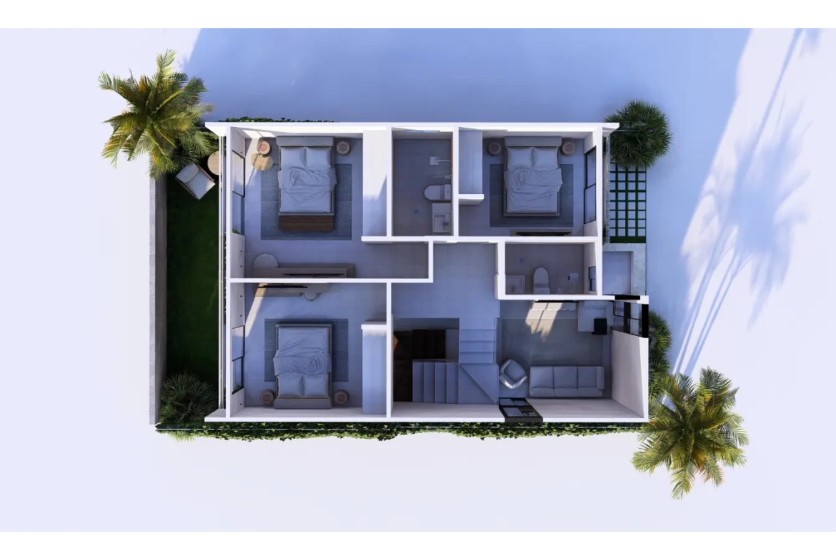 Cascais, villa de trois chambres à vendre dans le centre de Punta Cana avec patio