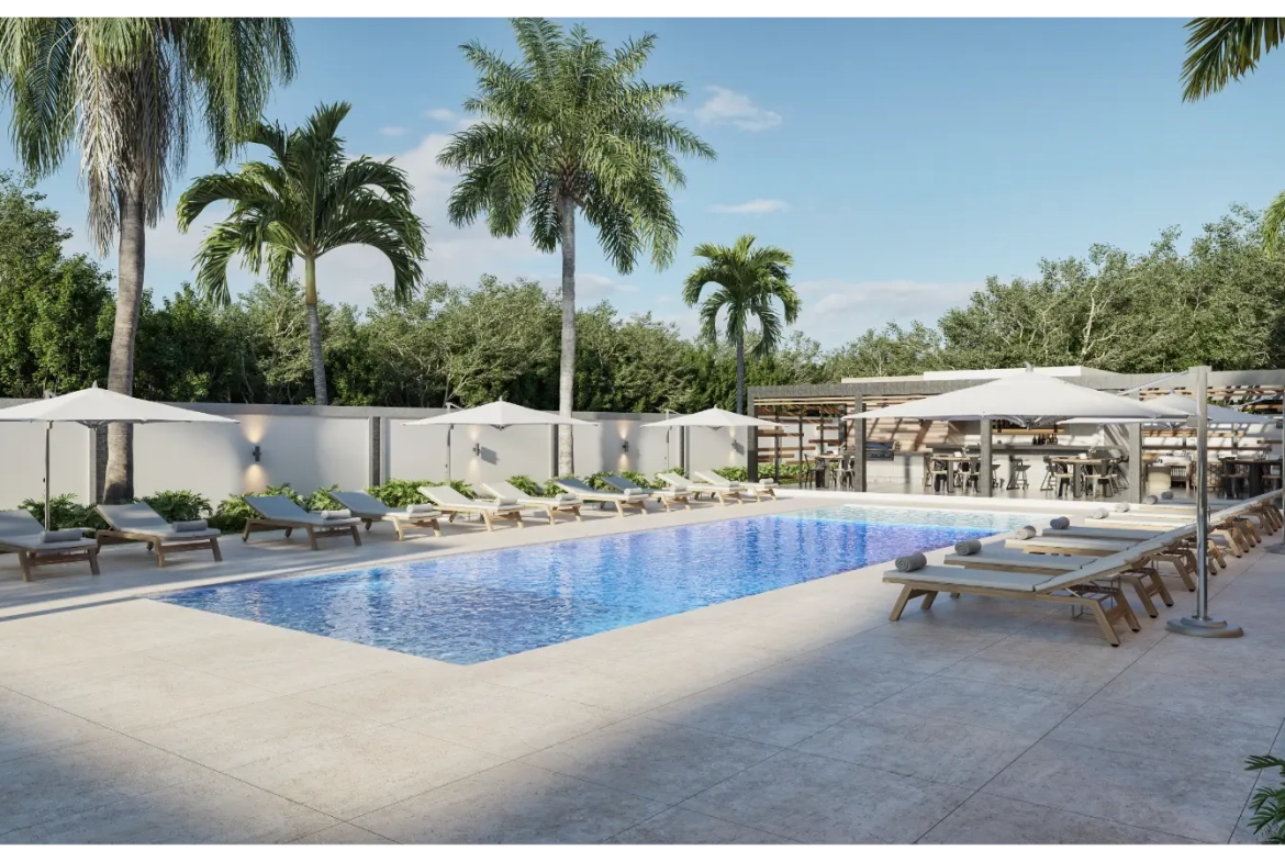 LM3 Residences, apartamento de dos habitaciones en venta en Punta Cana con vistas al jardín