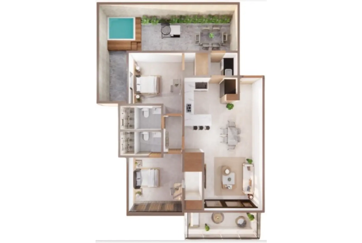 LM3 Residences, apartamento de dos habitaciones en venta en Punta Cana con vistas al jardín