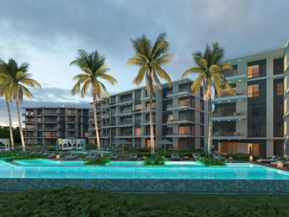 ID , Zabela Beach, apartamento de una habitación en venta en Solea Palms en Punta Cana con vistas al jardín ()