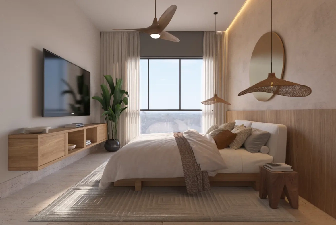 Zabela Beach, appartement d’une chambre à vendre à Solea Palms à Punta Cana avec vue sur le jardin