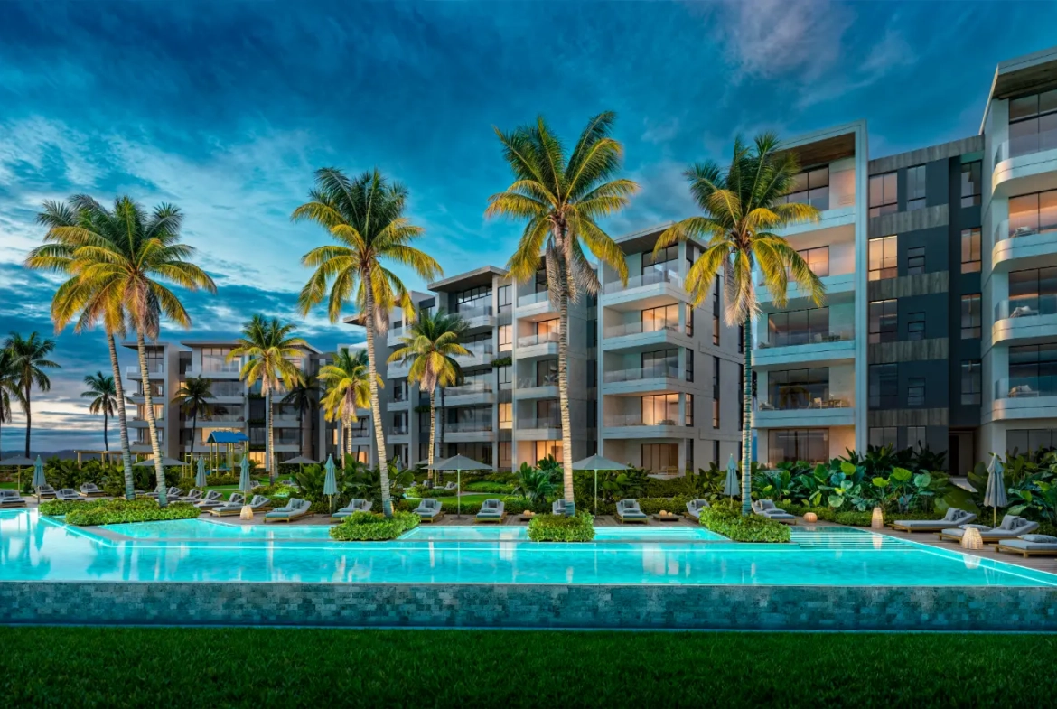 Zabela Beach, appartement d’une chambre à vendre à Solea Palms à Punta Cana avec vue sur le jardin