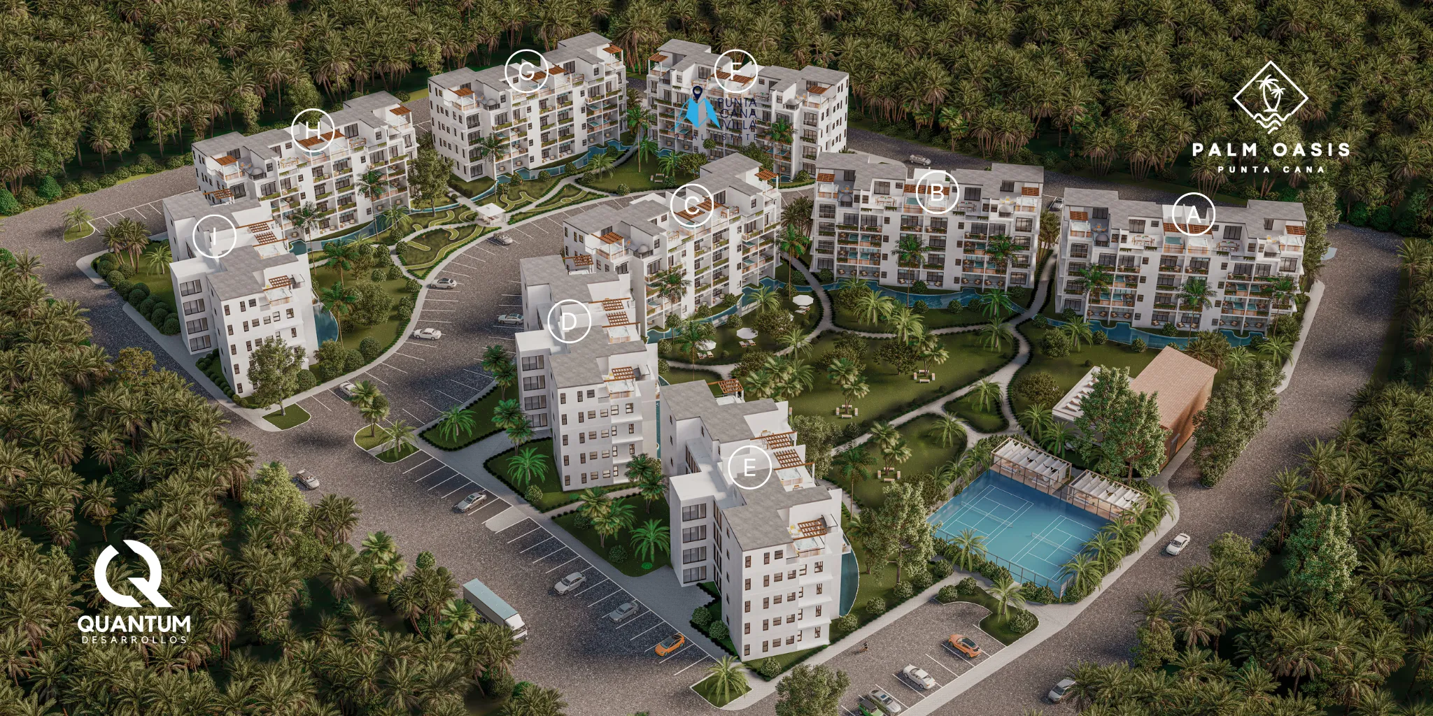 Palm Oasis Punta Cana condos for sale aerial view