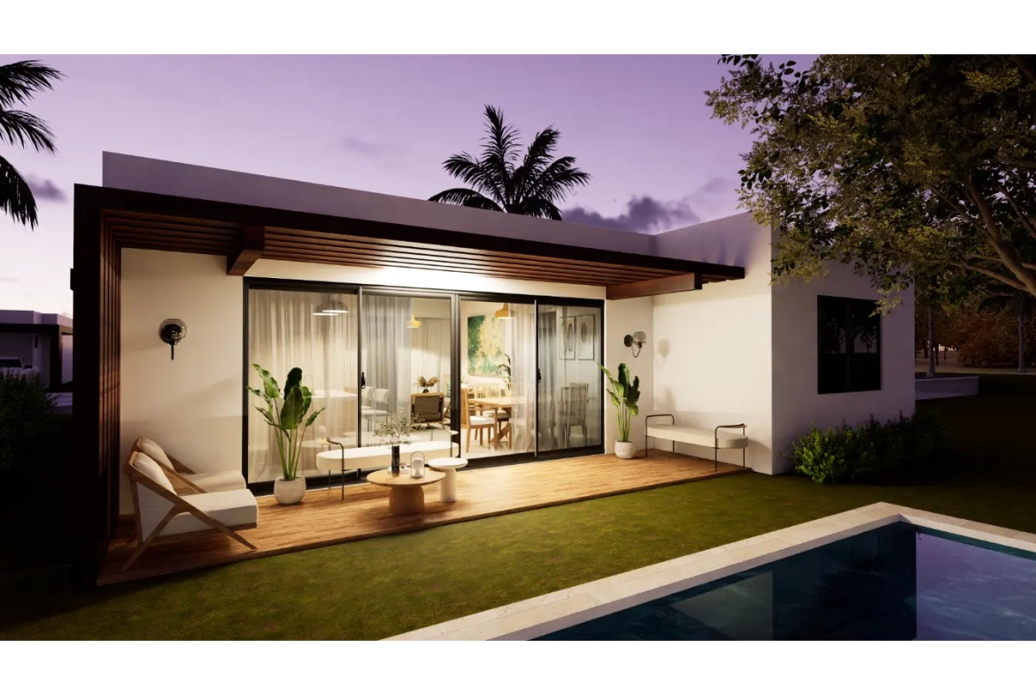 Olmos Residences, Villa de dos dormitorios en venta en Macao, Punta Cana con transporte gratuito a la playa de Macao