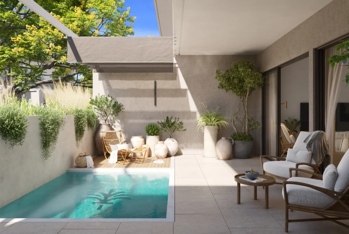 Tropicale: casa duplex de tres habitaciones en venta con acceso a lago artificial en Vista Cana, Punta Cana