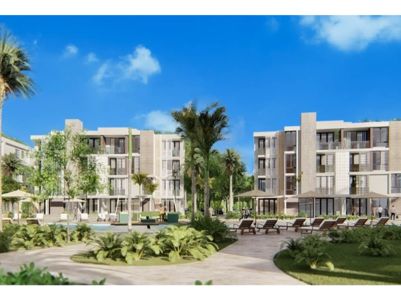 Residencias en Vista Cana: Apartamento de dos dormitorios en venta en Punta Cana con terraza