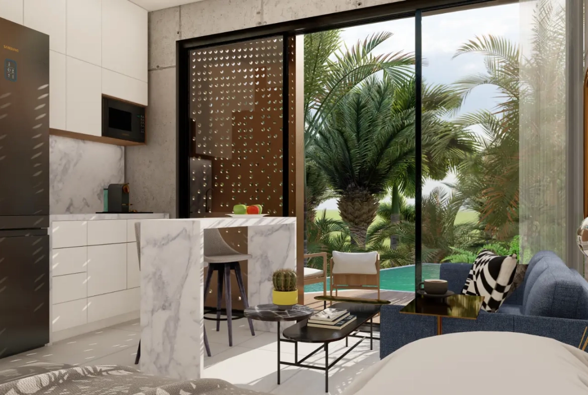 🏙️ Palace Suites : Appartement entièrement meublé d’une chambre à coucher à vendre dans le centre-ville de Punta Cana