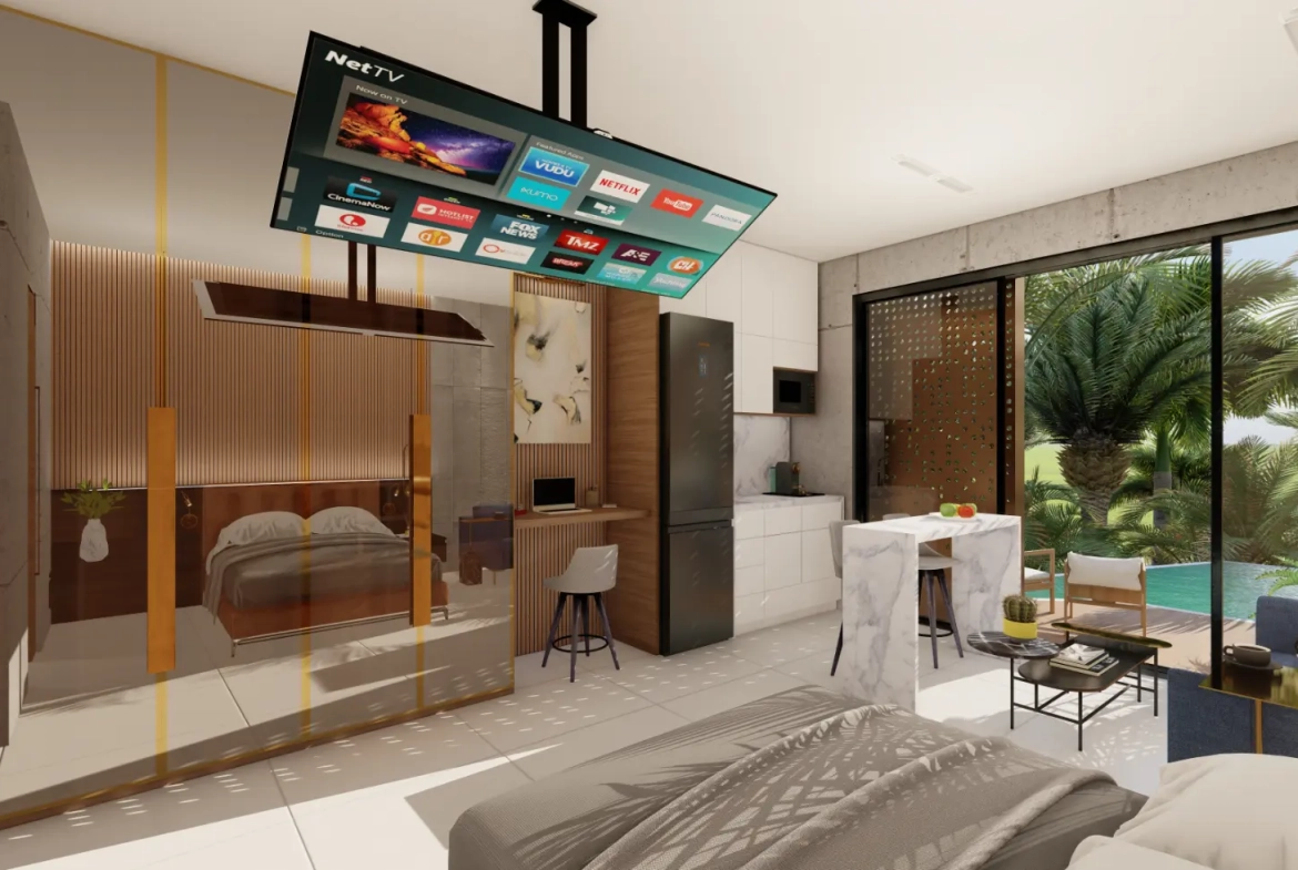 🏙️ Palace Suites : Appartement entièrement meublé d’une chambre à coucher à vendre dans le centre-ville de Punta Cana
