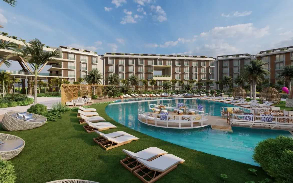 Palace Suites : Appartement-terrasse d’une chambre à vendre dans le centre de Punta Cana avec terrasse