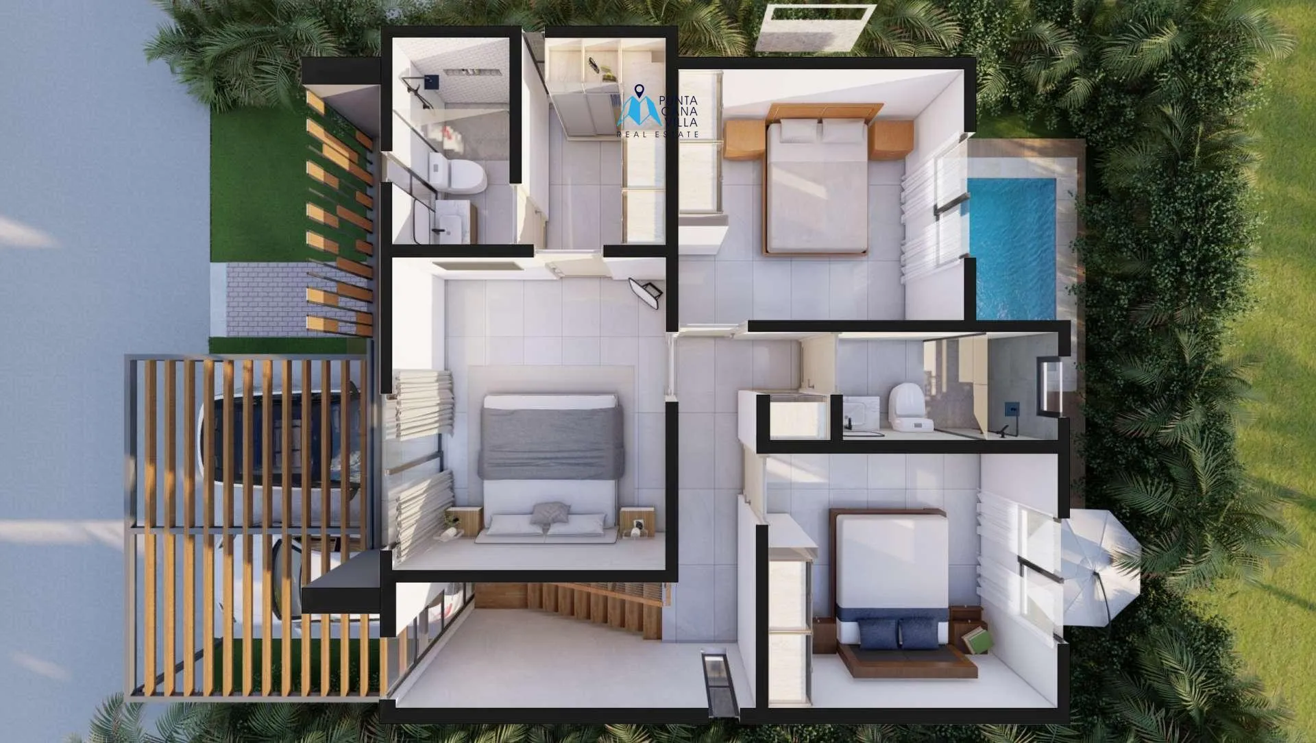 Sunlax, villa independiente de tres habitaciones en venta en Vista Cana, Punta Cana, con balcón