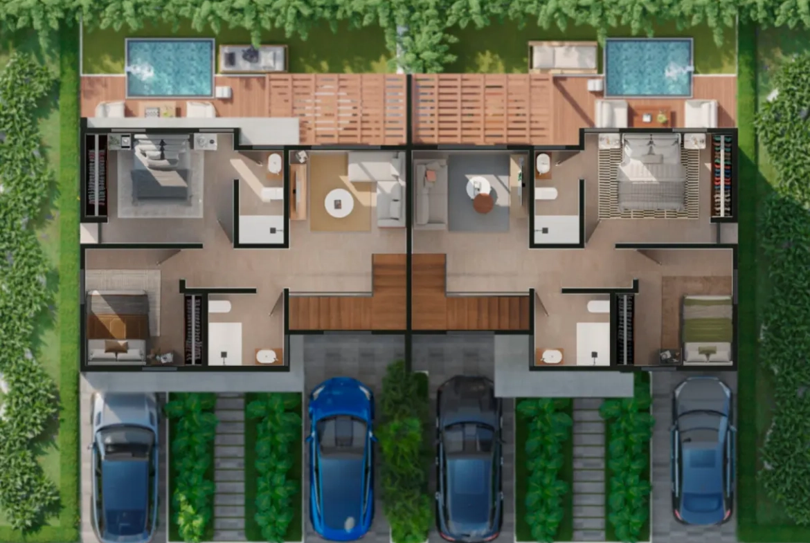 Moderna casa duplex de 2 dormitorios con estudio y terraza en Cassamare Residences, Vista Cana — Punta Cana