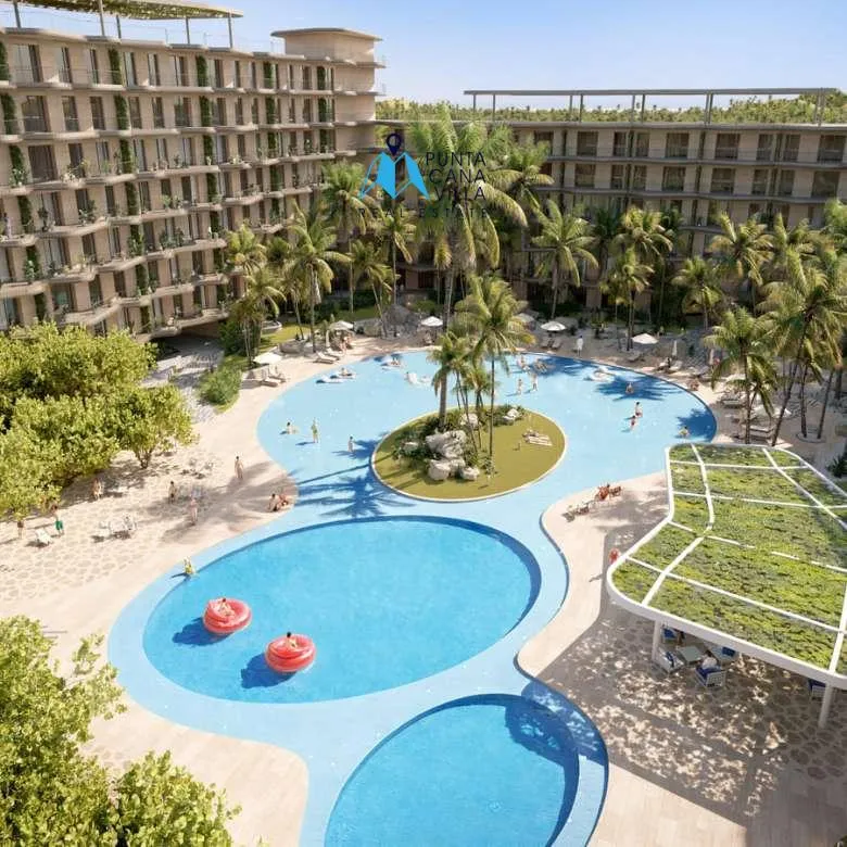 Beachfront 3-bedroom condo for sale in Macao Beach Residences Punta Cana with terrace and pools