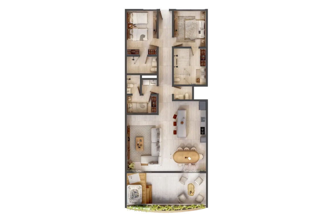 Riviera Lakes Cap Cana: Modern 2‑Bedroom Apartment with Service Room and Balcony