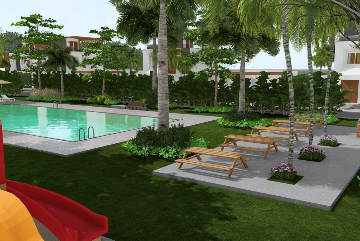Outdoor BBQ area at Villas Sole Mio, Macao Punta Cana with grill and tables