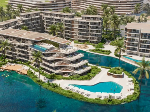 Azul Garden Cap Cana 3-bedroom apartment with lake view and lush tropical gardens.