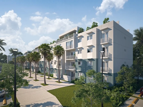 Modern two-bedroom penthouse with private rooftop terrace in Mallorca Village, La Romana.