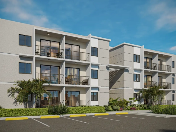 Los Robles Residences Bavaro Appartement de 1 chambre à vendre dans une communauté fermée avec piscine, salle de sport et parking privé.