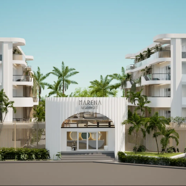 Marena Residences Pueblo Bayahibe Appartement de 2 chambres à coucher à vendre dans une communauté fermée avec piscine chauffée, jacuzzi, barbecue et parking.