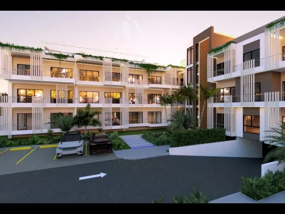 Orion Residences 1 Bedroom Apartment for sale in Costa Bavaro Punta Cana with private beach access and modern architecture.