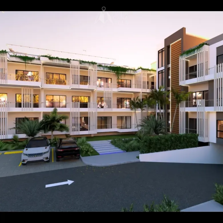 Orion Residences 1 Bedroom Apartment for sale in Costa Bavaro Punta Cana with private beach access and modern architecture.