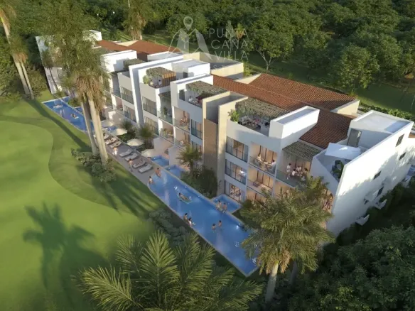 Residencia Tiburon Cocotal en venta en Punta Cana con 3 habitaciones y vistas al campo de golf de campeonato.