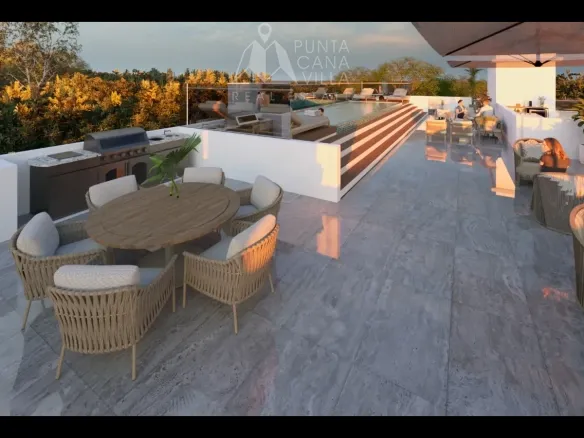 Orion Residences 2 Bedroom Penthouse for sale in Costa Bavaro Punta Cana with private beach access and 130 m² layout.