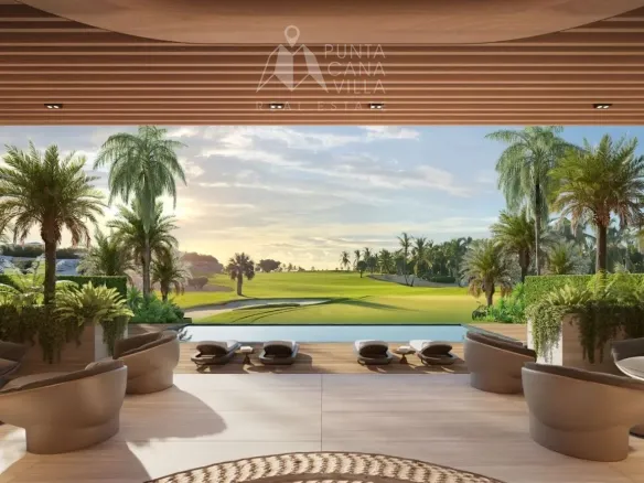 The FairWind 2 Bedroom Penthouse for sale in Cap Cana featuring a private rooftop terrace and views of Las Iguanas Golf Course.