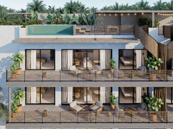 The Don Dom Residences Apartamento de 2 habitaciones en venta en Dominicus Bayahibe con laguna privada y piscina.