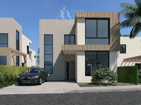 Casa Villas Gardenias de 3 habitaciones en venta en Veron, Punta Cana, con terraza privada y comunidad cerrada