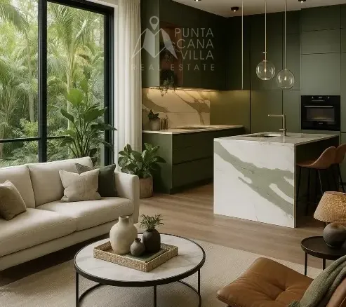 Emerald Green 3 Bedroom Apartment for sale in Cabeza de Toro Punta Cana with resort pool and landscaped gardens